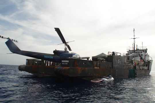 A picture vessel dressed as a landing craft